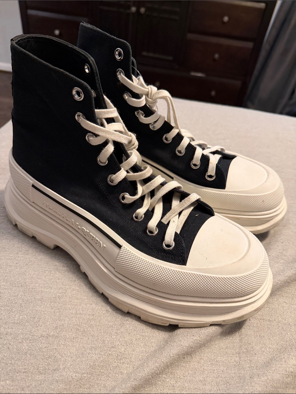 Alexander McQueen men’s tread black and white high tops